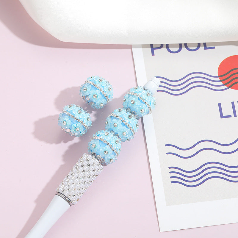 Wholesale 10pcs Heavy Industry Transparent Flower Straight Hole Balls